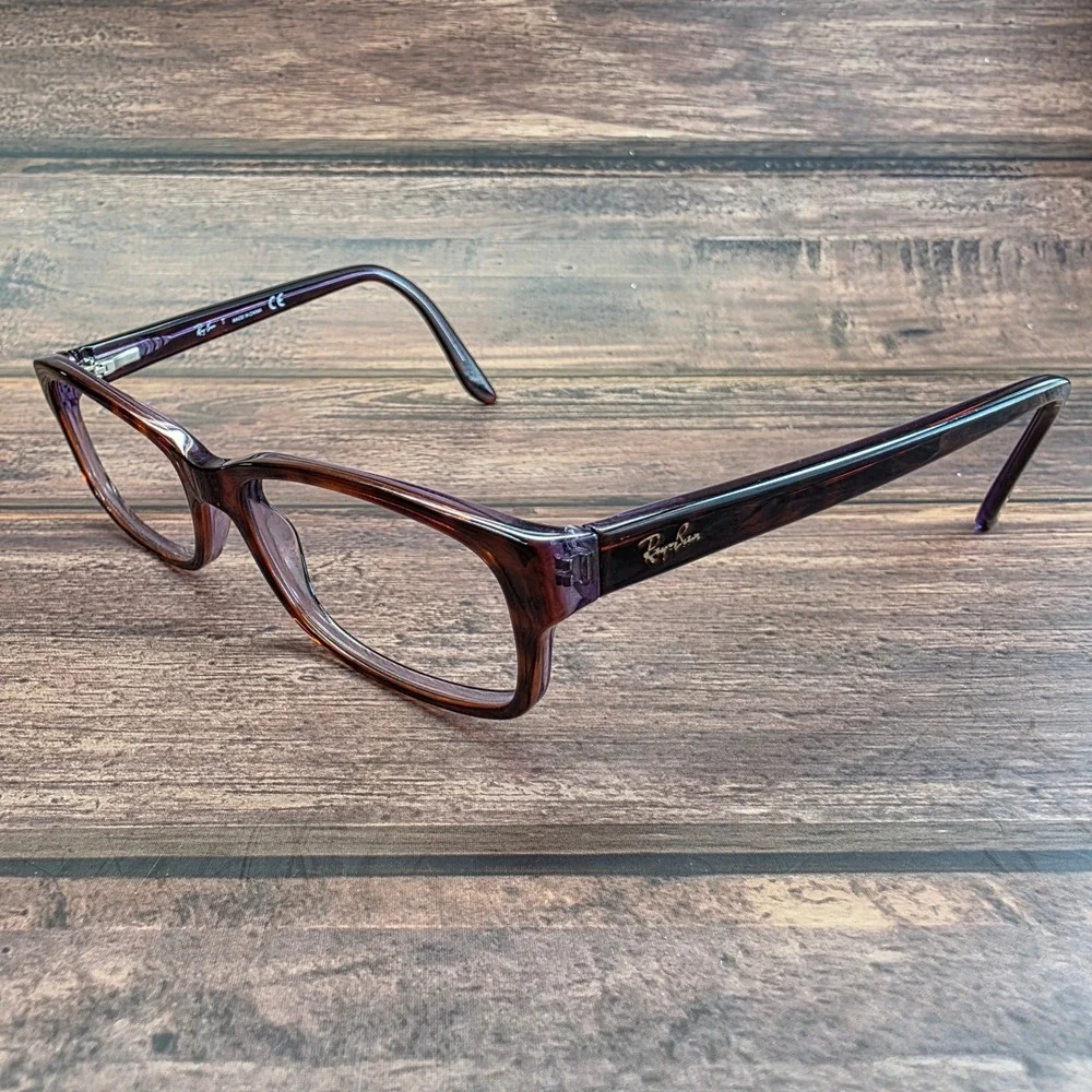 Ray-Ban RB 5187 2442 Dark Tortoise Purple Rectangular Eyeglasses 52-16-140